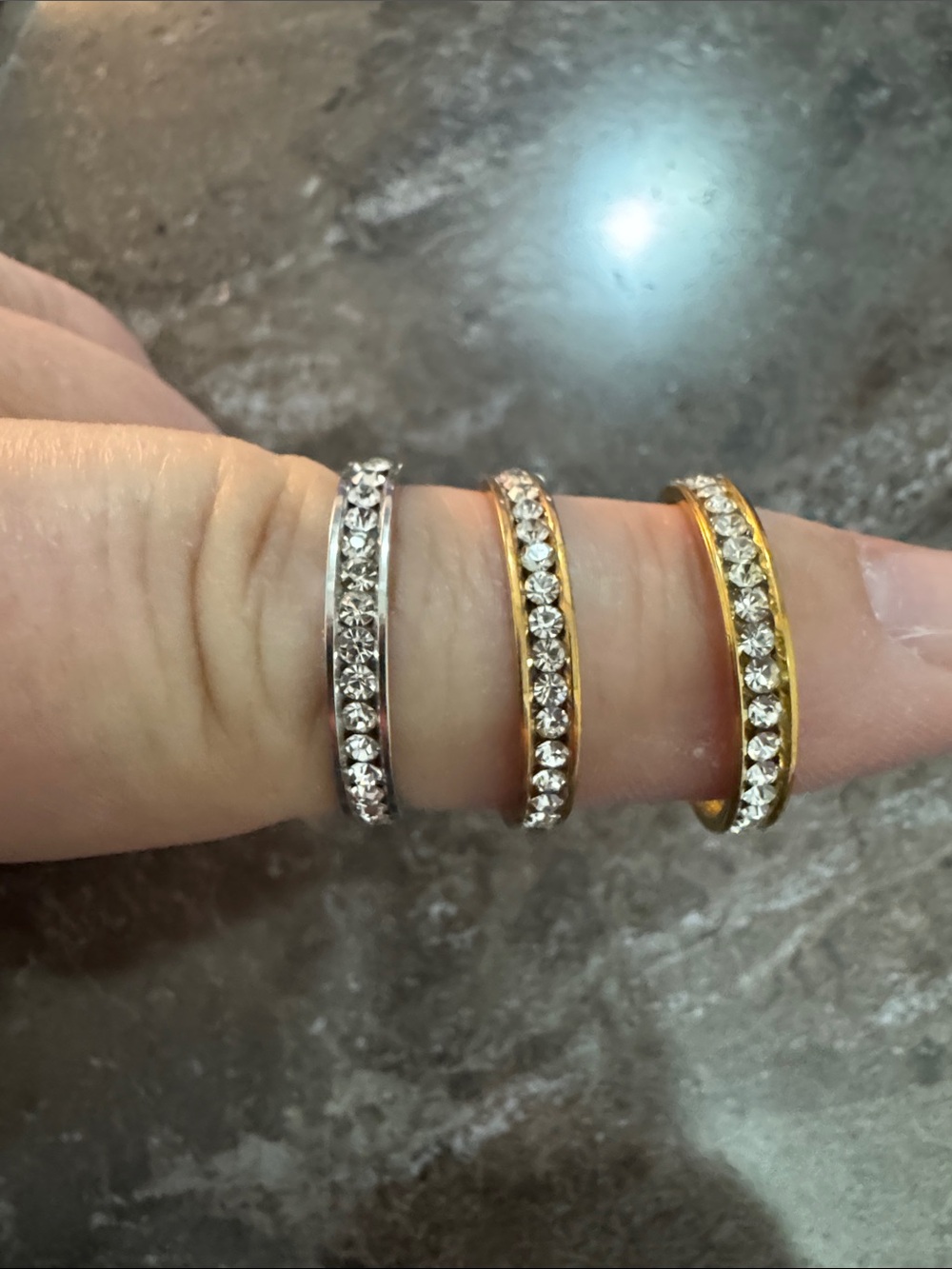 Crystal Pavé Stackable Ring Set in Silver and Gold